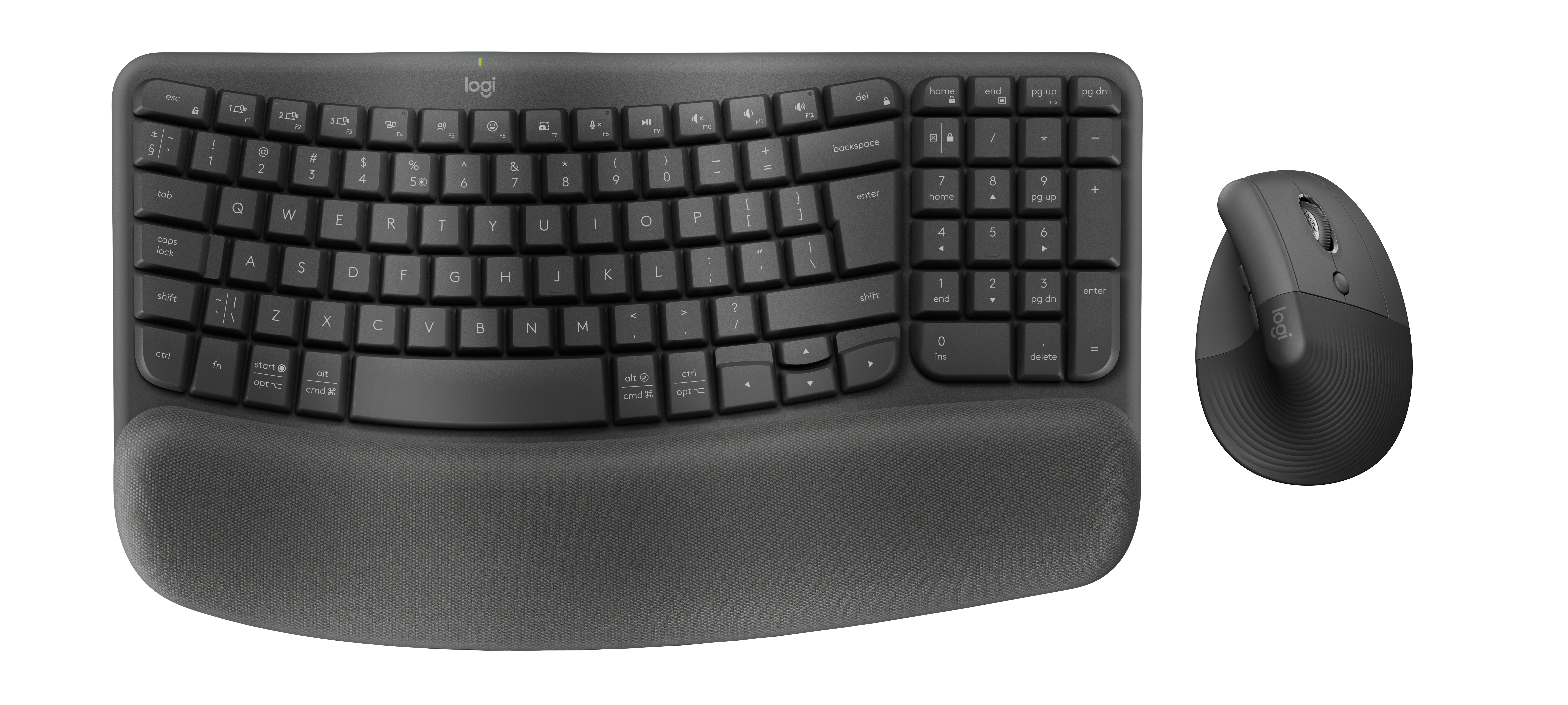 Logitech Wave Keys and Lift - Wireless Keyboard and Mouse - Graphite - Bluetooth