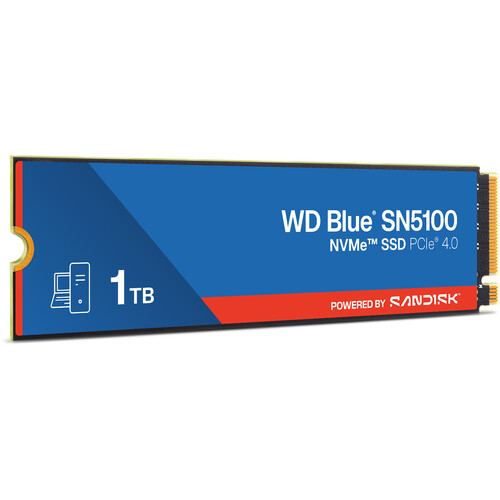 WD Blue 1TB NVMe SSD - Read Speed up to 7100 MB/s  Write Speed to up 6700 MB/s  PCIe 4.0 x4  nCache 4.0  600TBW